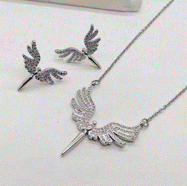 Angel Wings Stainless Steel Necklace Set